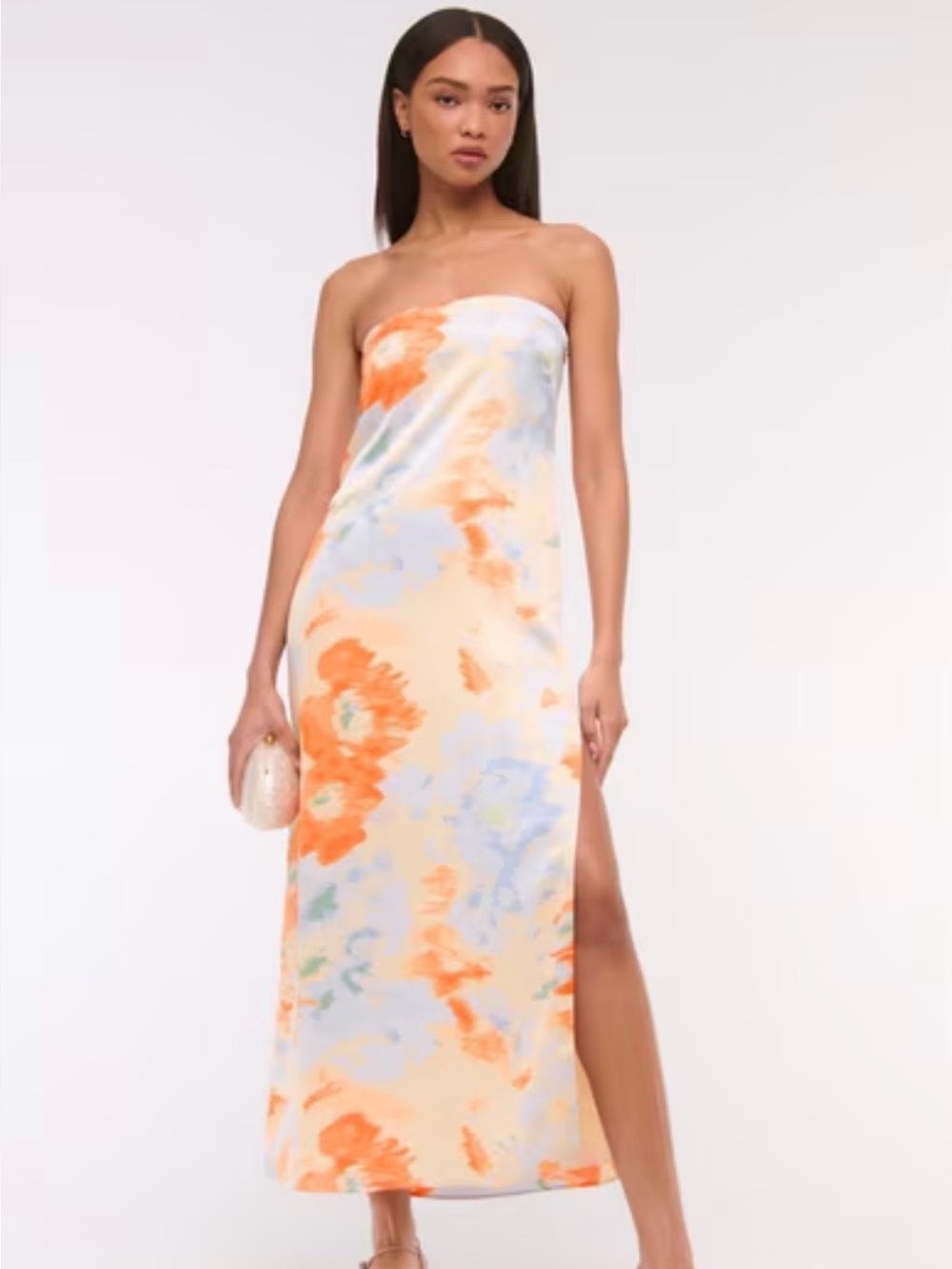 Abercrombie & Fitch Julia Watercolor Strapless Floral Slip Dress